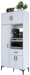 Armário Alto de Cozinha "Stella" - 90 x 198,6 x 40 cm - Branco - Desig