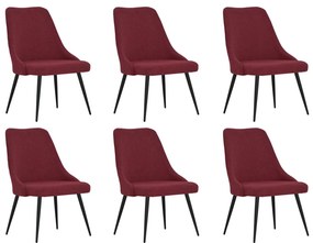 vidaXL Cadeiras de jantar 6 pcs tecido vermelho-tinto