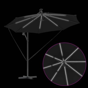 Guarda-sol de Bananeira Cantilever Preto 294 x 294 x 248 cm