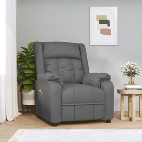 vidaXL Poltrona de massagens elevatória couro artificial cinzento