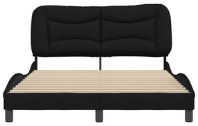 Estrutura de cama sem colchão 140x190 cm tecido preto