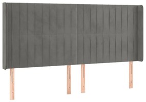 Cabeceira cama c/ luzes LED veludo 183x16x118/128cm cinza-claro
