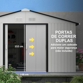 Abrigo de Jardim Toulouse – 12,4 m² – 340x386x200 cm – Branco e Cinza