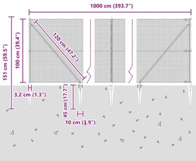 Conjunto de Poste de Cerca Conjunto de 2 Aço galvanizado 10 x 1 m