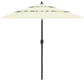 vidaXL Guarda-sol de jardim 3 camadas c/ poste de alumínio 2,5 m areia
