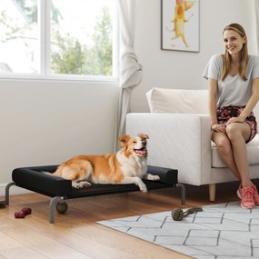 Cama elevada refrescante para cães, cama portátil para cães para uso interior e exterior, 110 x 75 x 30 cm, preta