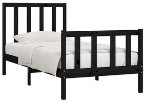 Estrutura cama de solteiro 90x190 cm madeira maciça preto