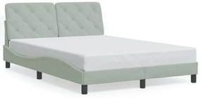 Estrutura de cama c/ luzes LED 140x190 cm veludo cinzento-claro