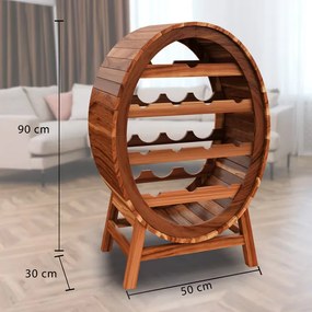 Garrafeira Estante para vinhos para 12 garrafas em design de barril de vinho 90 x 50 x 30 cm Castanho