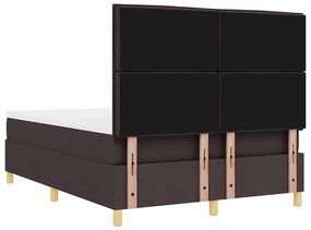 Cama Box com Colchão &amp; LED Castanho Escuro 140x190 cm Tecido