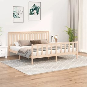vidaXL Estrutura de cama king c/ cabeceira 180x200 cm pinho maciço