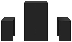 3 pcs conj. mesa de jantar e banco derivados de madeira preto
