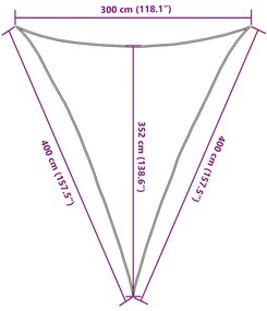 Para-sol estilo vela triangular 160 g/m² 3x4x4 m PEAD areia