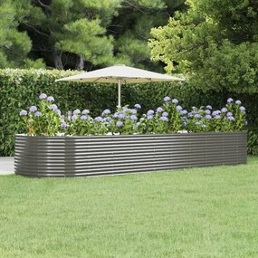 vidaXL Canteiro elevado jardim 447x140x68 aço revestido a pó cinzento