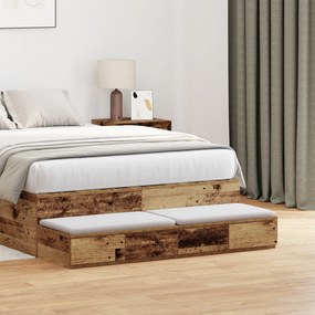gavetas de cama vidaXL madeira antiga 120x36,5x16,5 cm madeira engenheirada