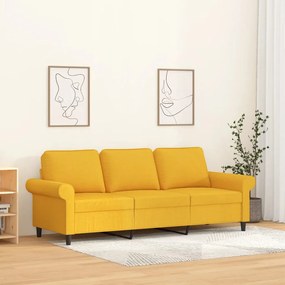 vidaXL Sofá de 3 lugares 180 cm tecido amarelo-claro
