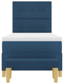 Cama Box com Colchão e Banco vidaXL Azul 90x190 cm Tecido