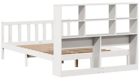 Cama com estante sem colchão 160x200 cm pinho maciço branco