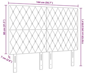 Cabeceira com Botões de Cristal Tufted Cinza Claro 140 cm de Veludo