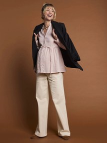 Blusa em gaze de algodão para gravidez e amamentação ENVIE DE FRAISE. rosa-blush
