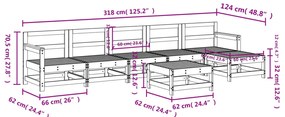 7 pcs conjunto lounge de jardim pinho maciço branco