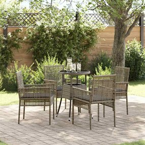 vidaXL Conjunto de Jantar de Jardim 5 Peças Cinza Polirattan