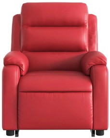 Poltrona reclinável elevatória couro artificial vermelho