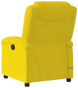 Poltrona de massagens reclinável elétrica veludo amarelo