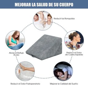 Almofada triangular de espuma para cama e sofá Almofada triangular com capa removíve cinzento