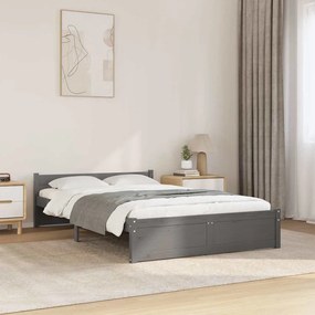 vidaXL Estrutura cama pequena casal 120x190 cm pinho maciço cinza