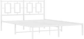 Estrutura de cama com cabeceira 140x190 cm metal branco