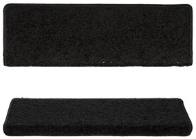 Tapete/carpete para degraus 15 pcs 65x21x4 cm preto