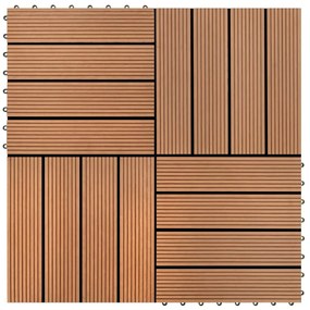 40825 vidaXL Estrado de plástico WPC 11 peças 30x30cm 1 m2, Marrom