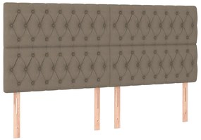 Cama box spring colchão/LED 200x200cm tecido cinza-acastanhado