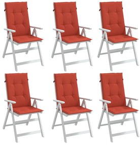 Almofadões cadeiras altas 6 pcs mesclado tecido vermelho