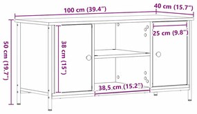 Gabinete de TV Madeira Antiga 100x40x50 cm Madeira de Engenharia e Aço