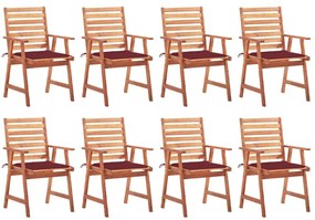 vidaXL Cadeiras de jantar p/ jardim 8 pcs c/ almofadões acácia maciça