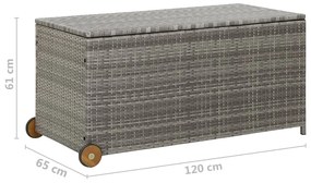 Caixa de arrumação p/ jardim 120x65x61 cm vime PE cinza-claro