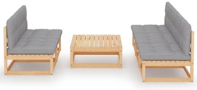 6 pcs conjunto lounge de jardim com almofadões pinho maciço