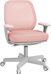Cadeira de escritório, cadeira de escritório ergonómica em malha, altura ajustável, 55 x 48 x 82,5–94,5 cm, rosa