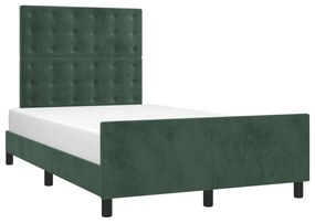 Estrutura de cama sem colchão 120x200 cm veludo verde-escuro
