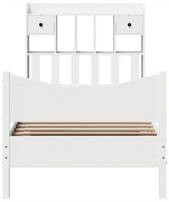 Cama sem colchão 100x200 cm madeira de pinho maciça branco