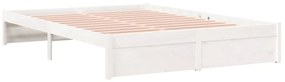 Estrutura de cama 140x200 cm madeira maciça branco