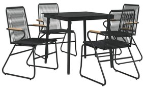 Conjunto de jantar para jardim 5 pcs vime PVC preto