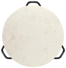 Mesa centro 65x65x42cm pedra genuína textura mármore branco