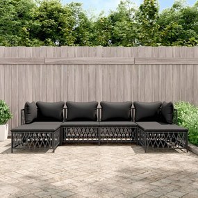 vidaXL 6 pcs conjunto lounge de jardim com almofadões aço antracite