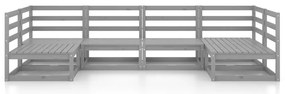 6 pcs conjunto lounge de jardim pinho maciço