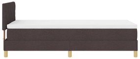 Cama Box com Colchão &amp; LED Castanho Escuro 90x200 cm Tecido