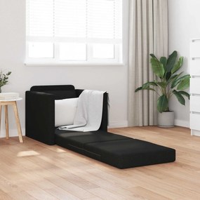 vidaXL Sofá-Cama Dobrável 61cm Preto tecido