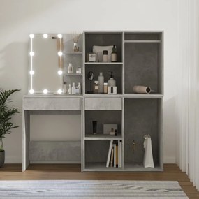 vidaXL Toucador 2 armários/luzes LED derivado madeira cinzento cimento
